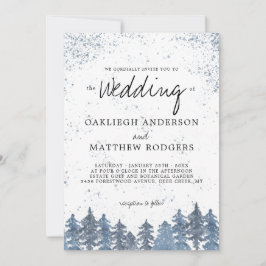 Rustic Snowy Winter Forest Wedding Kaart