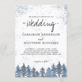Rustic Snowy Winter Forest Wedding Kaart