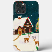 Rustic Snowy Winter Home kerstavond Case-Mate iPhone Case (Achterkant)