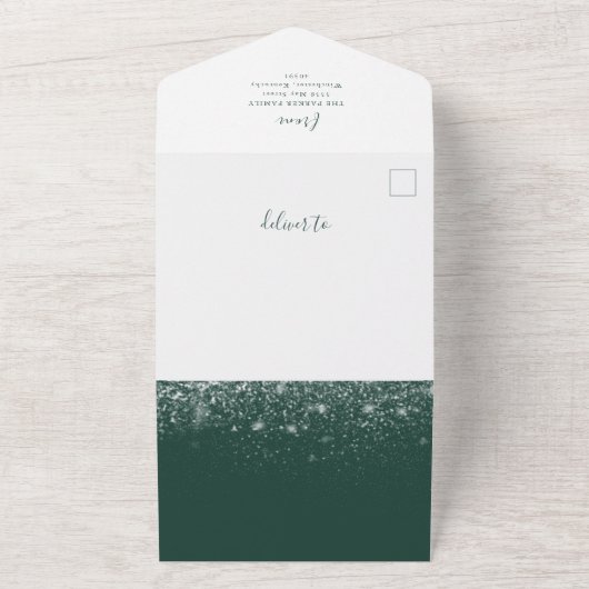 Rustic Snowy Winter | Kerstfotocollage All In One Uitnodiging (Buitenkant)