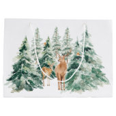 Rustic Snowy Winter Woodland Deer Groot Cadeauzakje (Achterkant)