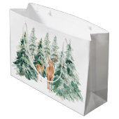 Rustic Snowy Winter Woodland Deer Groot Cadeauzakje (Achterkant Gekanteld)