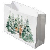 Rustic Snowy Winter Woodland Deer Groot Cadeauzakje (Voorkant Gekanteld)