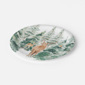 Rustic Snowy Winter Woodland Deer Papieren Bordje (Gekanteld)