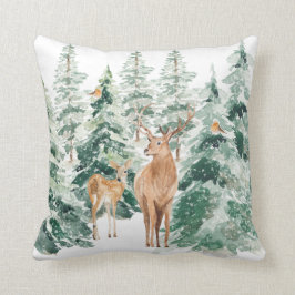 Rustic Snowy Winter Woodland Deer Sierkussen