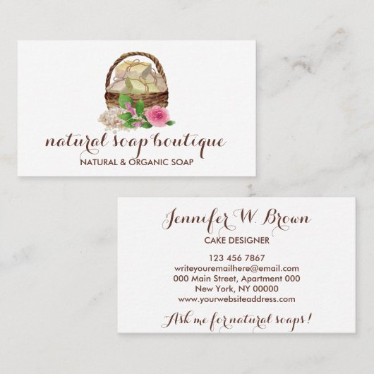 Rustic Soap Basket Floral Visitekaartje (Voorkant / Achterkant)