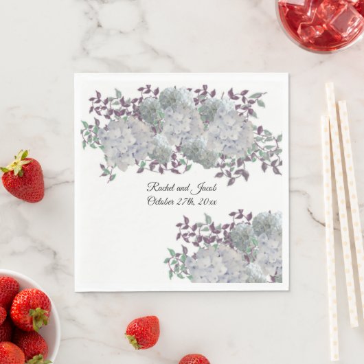 Rustic Soft Blue Hydrangea Wedding Paper Napkins Servet (Insitu)