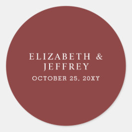 Rustic Solid Burgundy Wedding Ronde Sticker