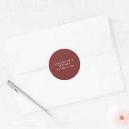 Rustic Solid Burgundy Wedding Ronde Sticker