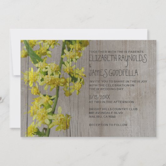 Rustic Solidago Wedding Invitations Kaart (Voorkant)