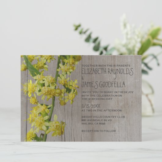 Rustic Solidago Wedding Invitations Kaart (Staand voorkant)