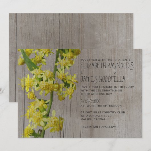 Rustic Solidago Wedding Invitations Kaart (Voorkant / Achterkant)