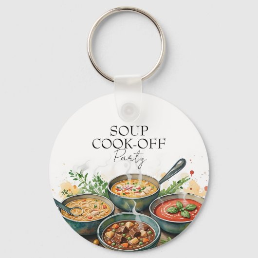 Rustic Soup Cook-Off Potluck Party Watercolor Sleutelhanger (Voorkant)
