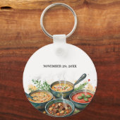 Rustic Soup Cook-Off Potluck Party Watercolor Sleutelhanger (Achterkant)