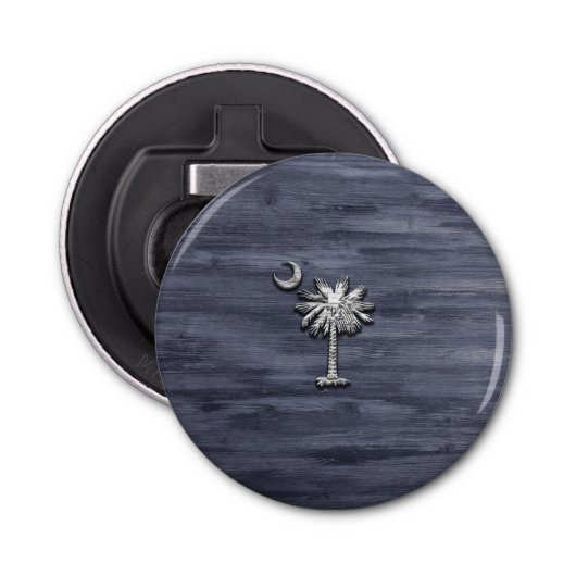 Rustic South Carolina Palmetto en Moon Button Flesopener (Voorkant)