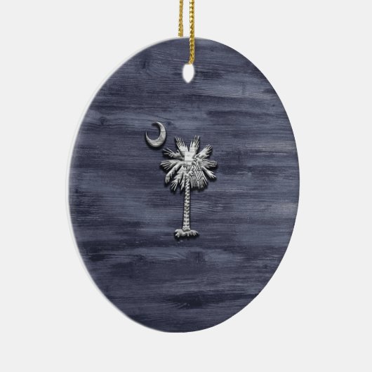 Rustic South Carolina Palmetto en Moon Keramisch Ornament (Rechts)