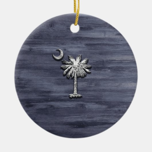 Rustic South Carolina Palmetto en Moon Keramisch Ornament (Voorkant)