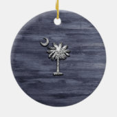 Rustic South Carolina Palmetto en Moon Keramisch Ornament (Achterkant)