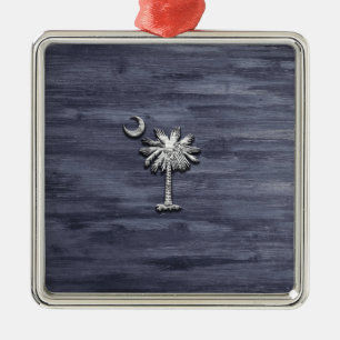 Rustic South Carolina Palmetto en Moon Metalen Ornament