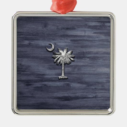 Rustic South Carolina Palmetto en Moon Metalen Ornament (Voorkant)
