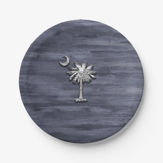 Rustic South Carolina Palmetto en Moon Papieren Bordje (Voorkant)