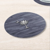 Rustic South Carolina Palmetto en Moon Ronde Kartonnen Onderzetter (Gebogen)