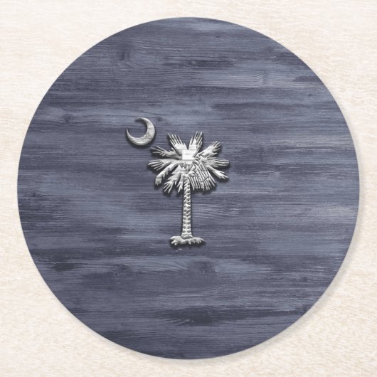 Rustic South Carolina Palmetto en Moon Ronde Kartonnen Onderzetter (Voorkant)