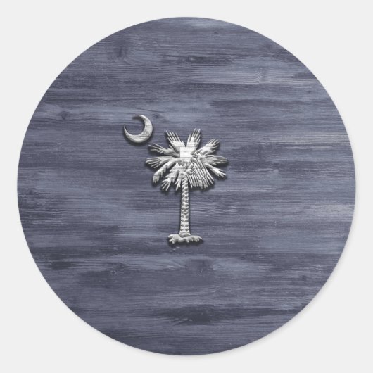 Rustic South Carolina Palmetto en Moon Ronde Sticker (Voorkant)