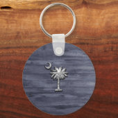 Rustic South Carolina Palmetto en Moon Sleutelhanger (Voorkant)