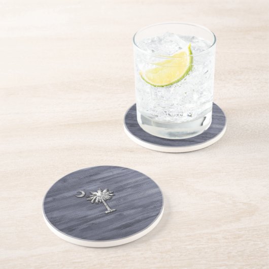 Rustic South Carolina Palmetto en Moon Zandsteen Onderzetter (Zijkant)