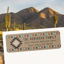 Rustic Southwest Native Tribal Pattern Kraft Etiket