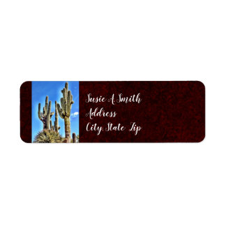 Rustic Southwestern Saguaro Cactus Return Address Etiket