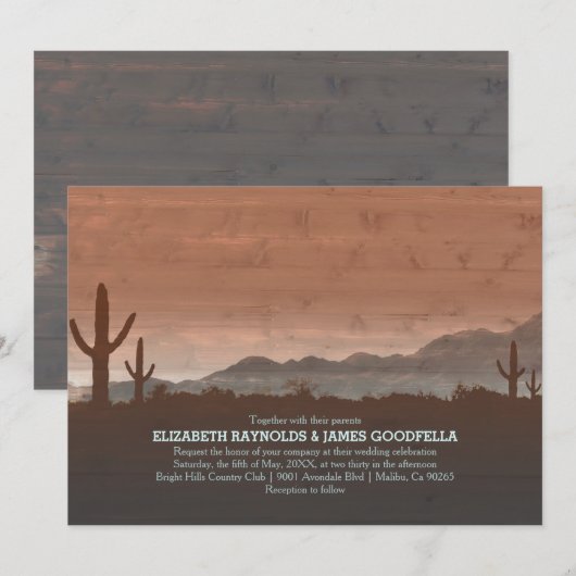 Rustic SouthWestern Wedding Invitations Kaart (Voorkant / Achterkant)