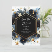 Rustic Space hemelse bruiloft Save The Date (Staand voorkant)