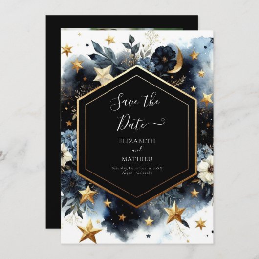 Rustic Space hemelse bruiloft Save The Date (Voorkant / Achterkant)