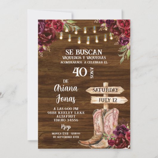 Rustic spanish se buscan adult woman birthday kaart (Voorkant)