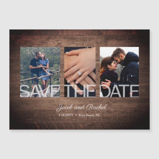 Rustic Sparen de Datum 3 van de Foto Magnet van de (Voorkant)