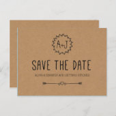 Rustic Sparen de Datum/het Papier van het Kraft sp Aankondigingskaart (Voorkant / Achterkant)