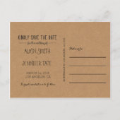 Rustic Sparen de Datum/het Papier van het Kraft sp Aankondigingskaart (Achterkant)