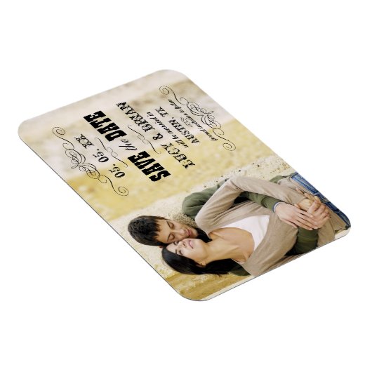 Rustic sparen de Datum Magnet van de Foto Magneet (Rechterzijde)