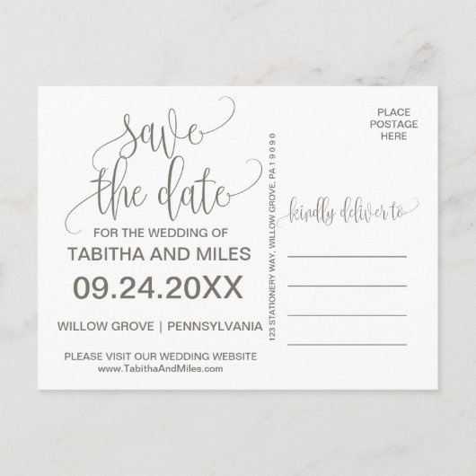 Rustic Sparen de Foto van de Datum Aankondigingskaart (Achterkant)