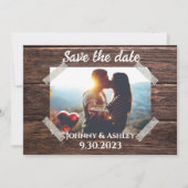Rustic Sparen de Fotokaart van de Datum Save The Date (Voorkant)