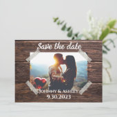 Rustic Sparen de Fotokaart van de Datum Save The Date (Staand voorkant)