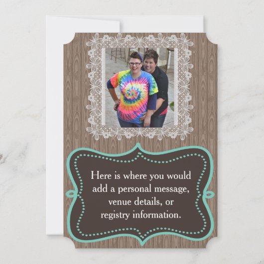 Rustic sparen de Kaart van de Datum, Twee Brides (Achterkant)