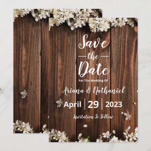 Rustic sparen de Kaart van de Uitnodiging van de D (Voorkant / Achterkant)