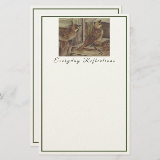 Rustic Sparrow Notitieblok - Natuur geïnspireerd e Briefpapier (Voorkant / Achterkant)