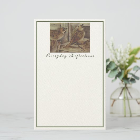 Rustic Sparrow Notitieblok - Natuur geïnspireerd e Briefpapier (Staand voorkant)