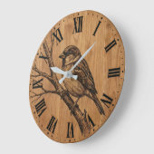 Rustic Sparrow on Branch Wall Clock Grote Klok (Hoek)