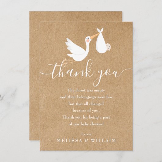 Rustic Special Delivery Baby shower Hartelijk dank Bedankkaart (Voorkant / Achterkant)