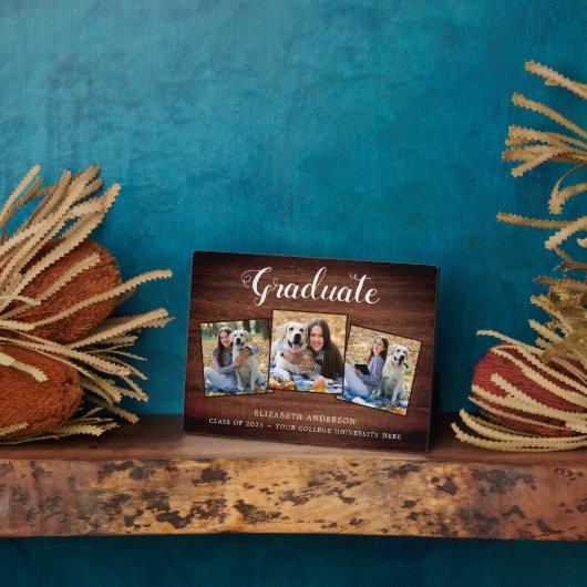 Rustic Specialized Afstuderen Photo Collage Plaque Fotoplaat (Zijkant)